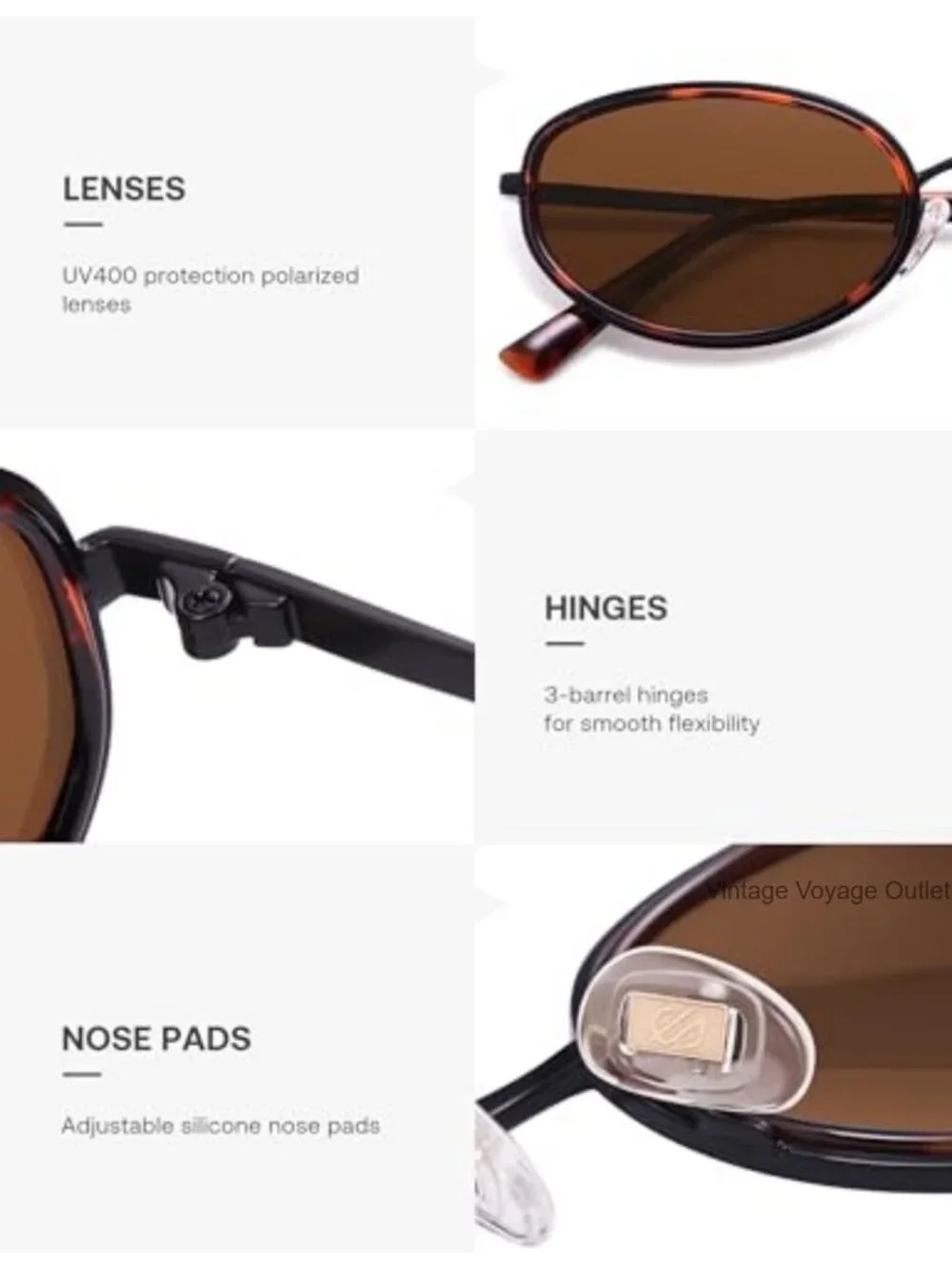 Retro Oval Polarized Sunglasses UV400 Protection